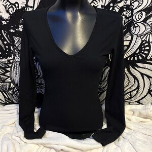 American Eagle Outfitters Black Ribbed Long Sleeve Top
